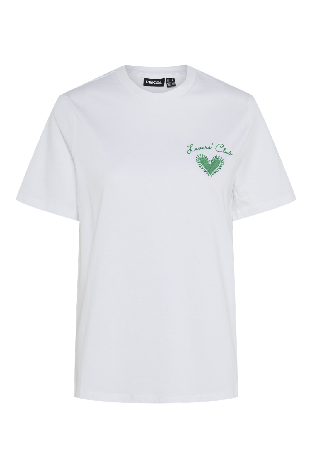 Pieces - Pcscarlett Ss Printed T-Shirt - 4696524 Bright White Lovers Club Heart