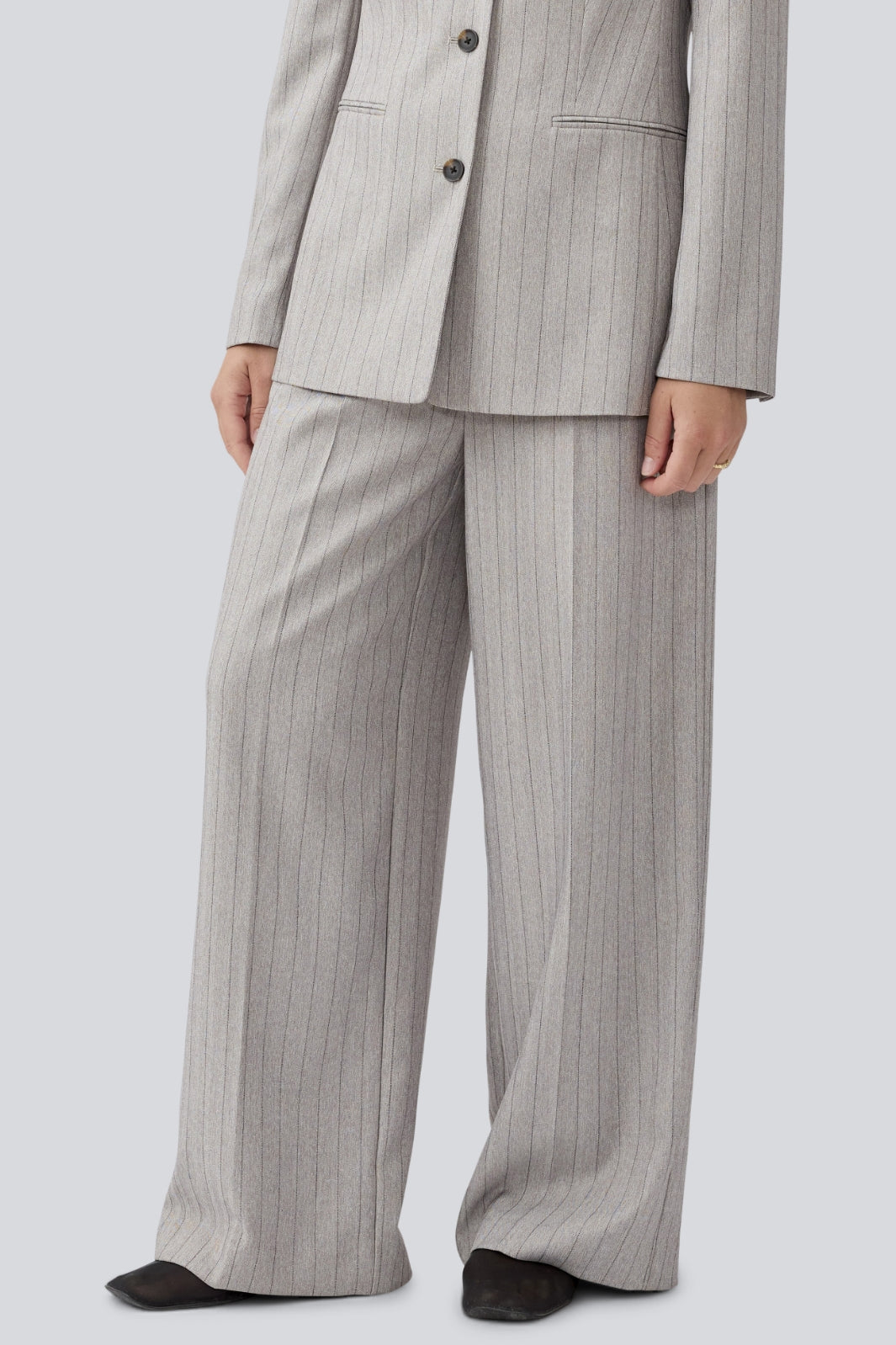 Modström - Meridamd Pants 58192 - 13618 - Grey Melange Pinstripe