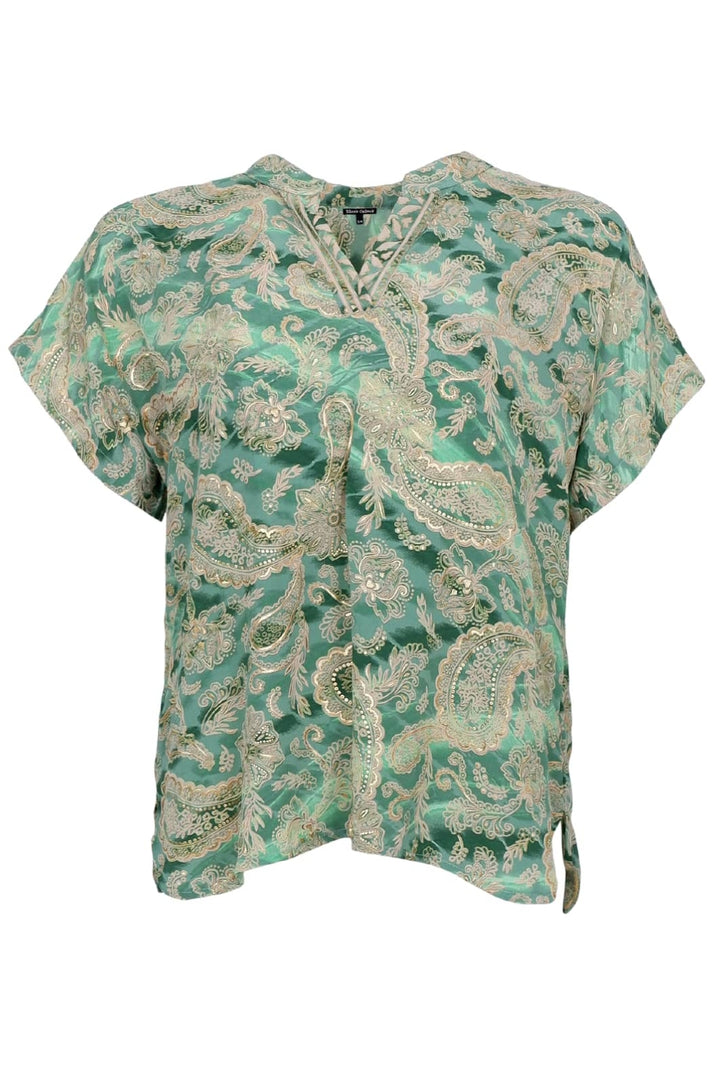 Black Colour - Bcluna Andrea S/S Top 39211 - Floral Green