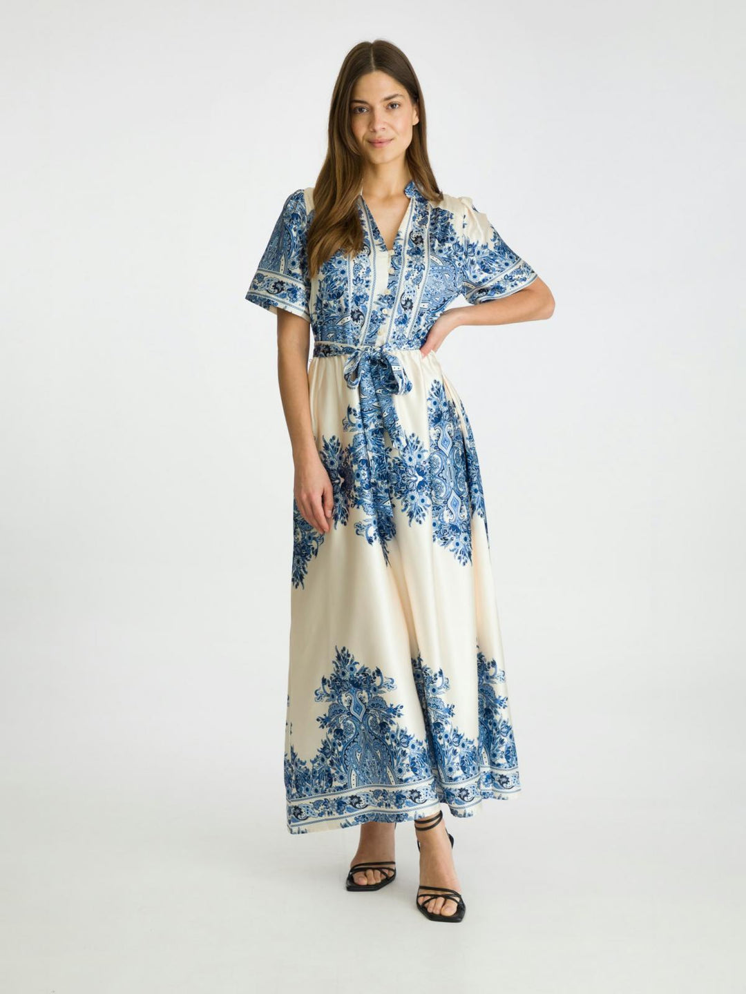 Neo Noir - Noelle Paisley Border Dress - Bright Blue