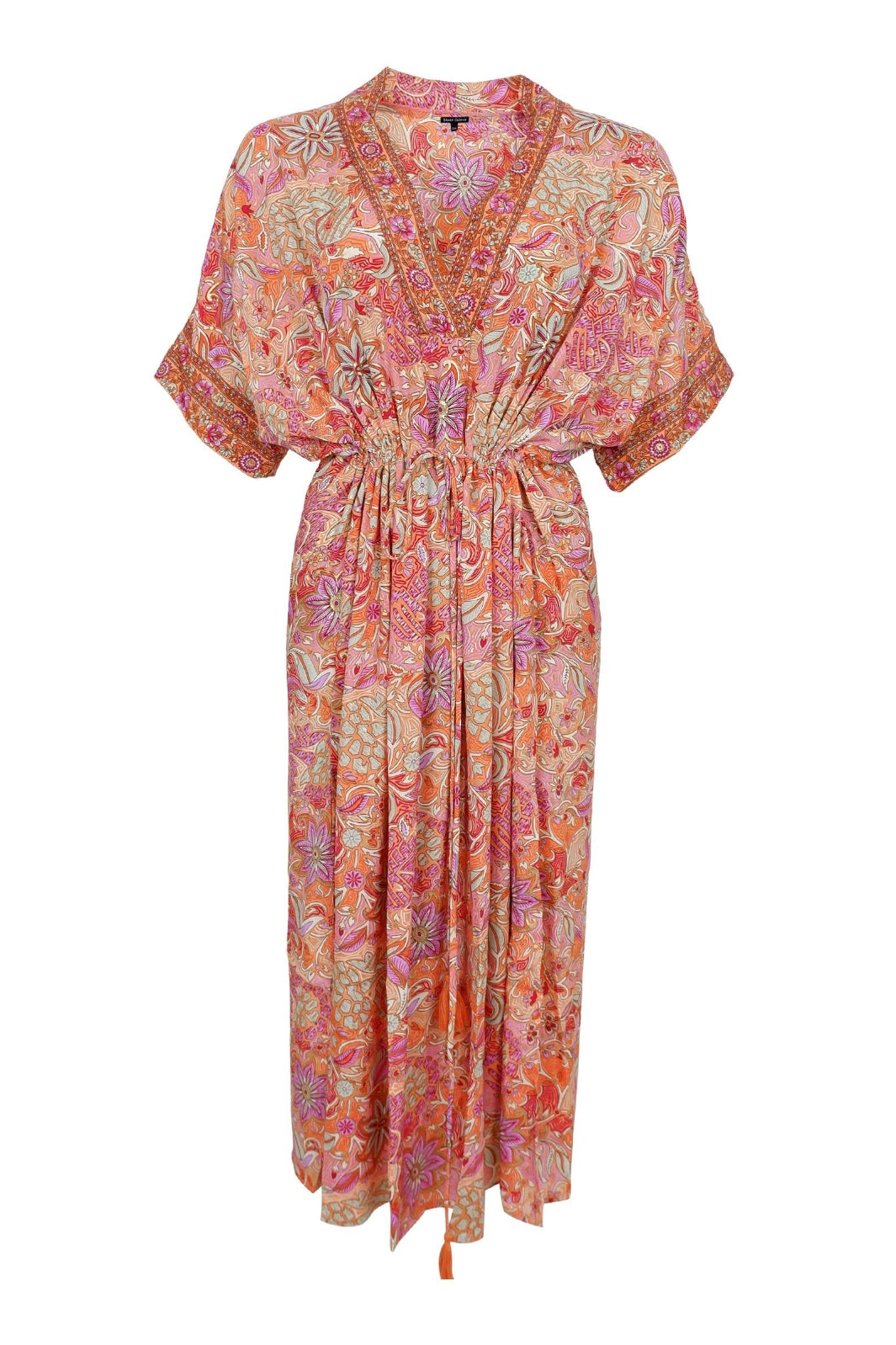 Black Colour - Bcluna Kaftan Tie Dress 39214 - Pacifique Orange