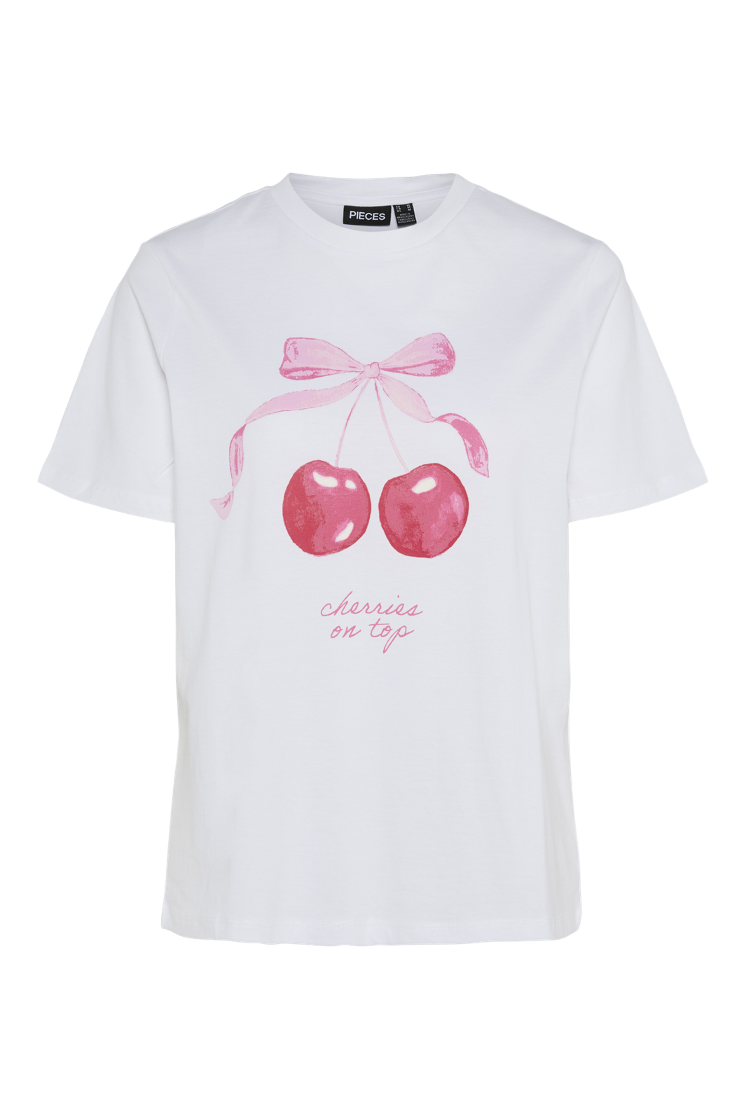 Pieces - Pcscarlett Ss Printed T-Shirt - 4674968 Bright White Cherry On Top