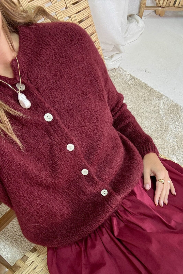 A-bee - Soft Cardigan 657 2 - Burgundy Cardigans 