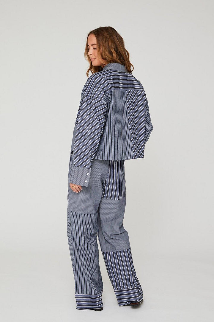 A-View - Mckenna Pants - 112 Blue/White Stribe Bukser 