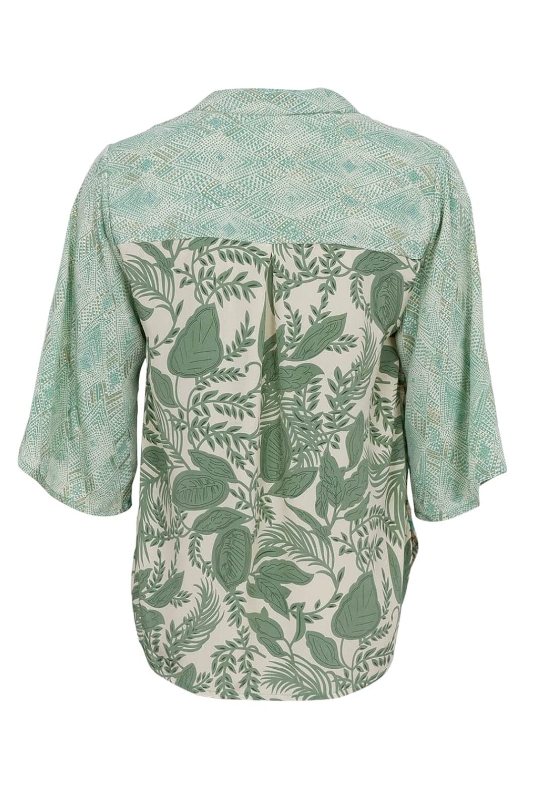 Black Colour - Bcluna Flared Sleeve Blouse 39174 - Floral Green Mix