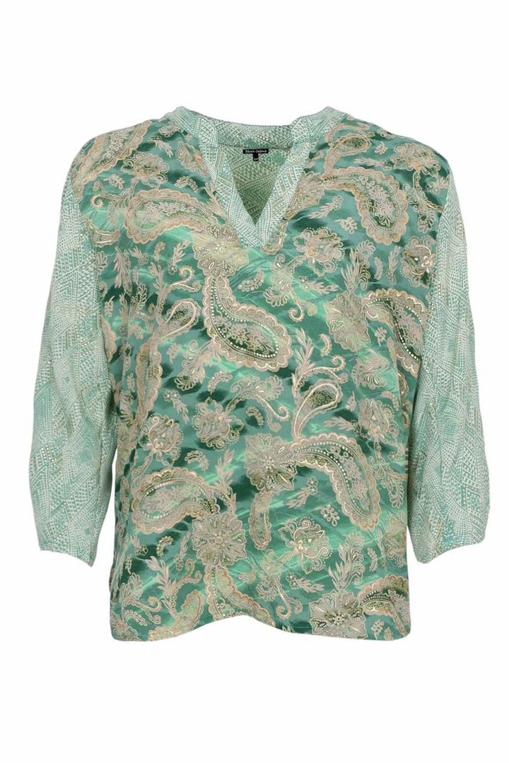 Black Colour - Bcluna Flared Sleeve Blouse 39174 - Floral Green Mix