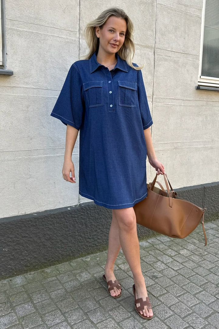 BYIC - Celinaic Dress - db Denim Blue Kjoler 