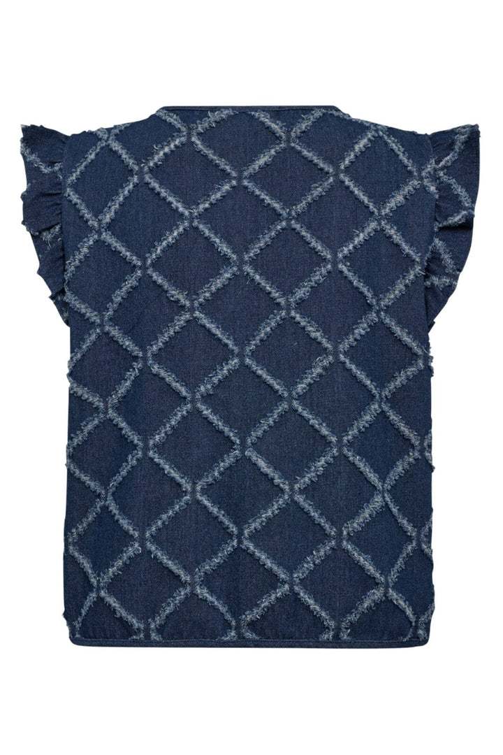 Co´Couture - Milancc Denim Frill Vest 30314 - 555 - Dark Denim