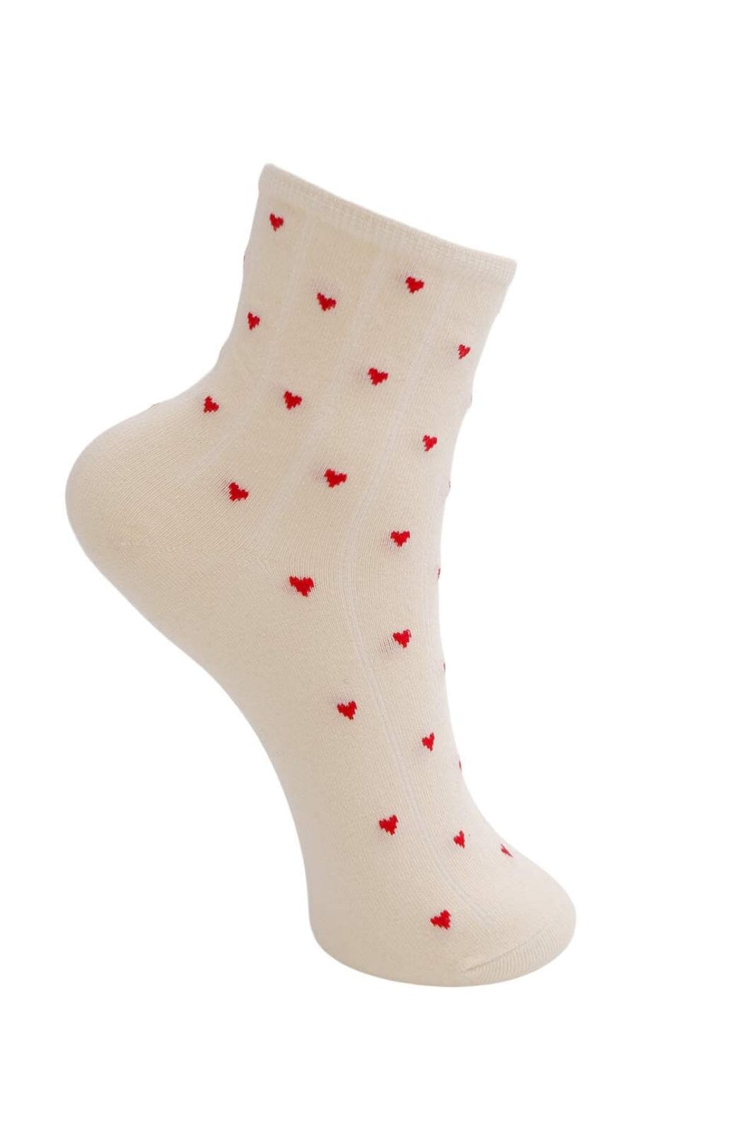 Black Colour - Bcalea Heart Sock 4347 - Creme W. Red Hearts