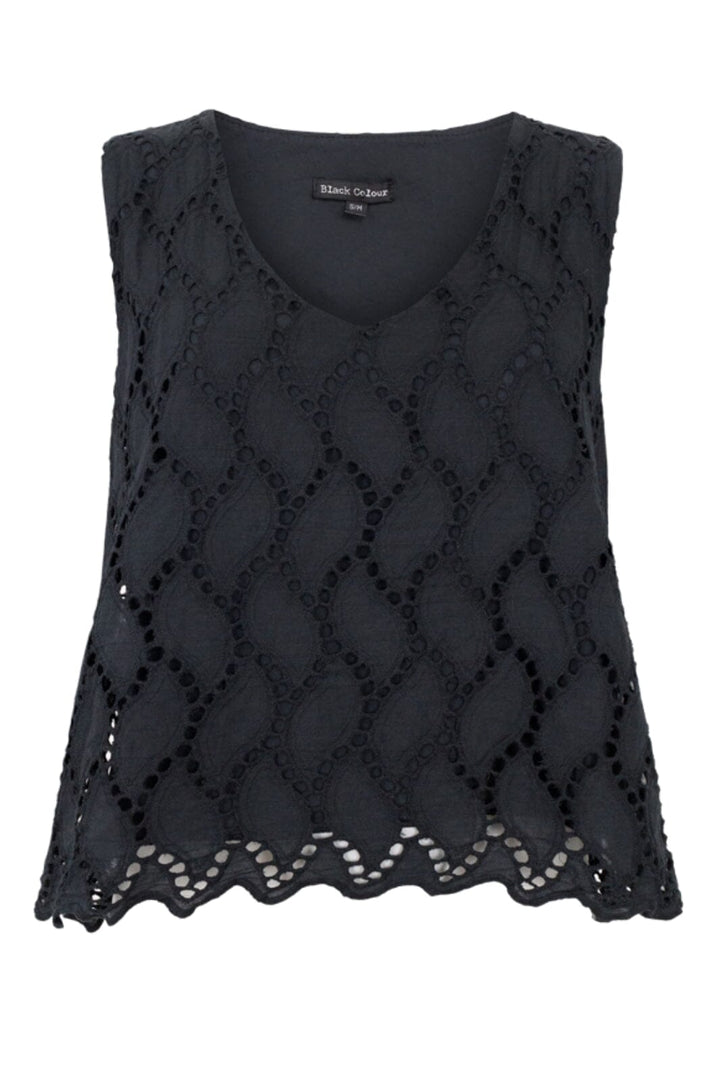 Forudbestilling - Black Colour - Bcfreya Cut Out Lace Top - Black Toppe 