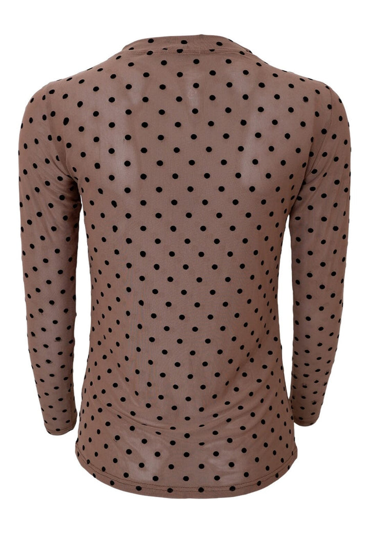 Forudbestilling - Black Colour - Bcjennie Dotted Mesh Blouse - SHIRTS,MUSTHAVES Taupe Bluser 