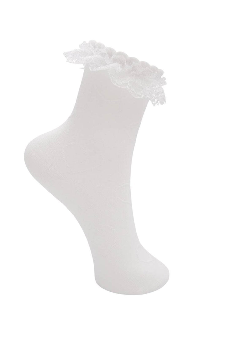 Black Colour - Bclia Heart Sock 4348 - White