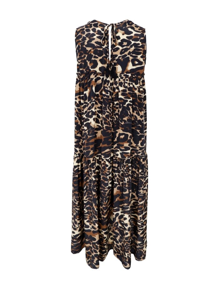 Forudbestilling - Black Colour - Bcluna Boho Midi Dress - Leopard Kjoler 