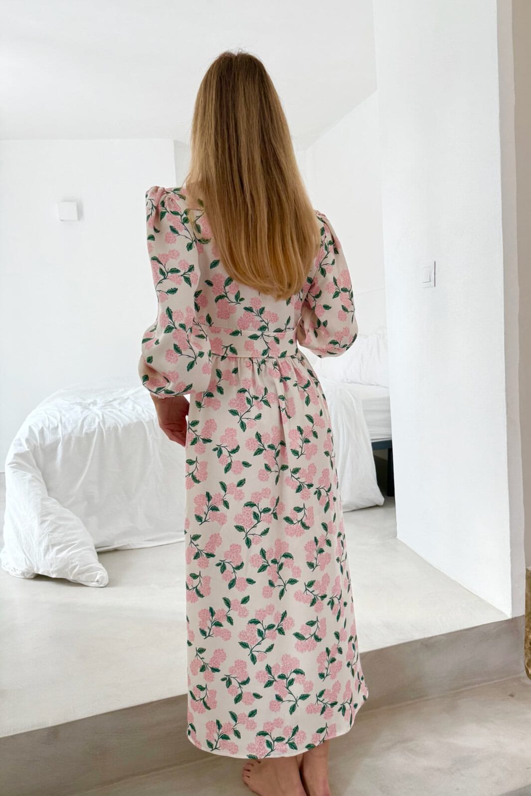 BYIC - Adelic Long Dress A2327 - Pink Hydrangea Print