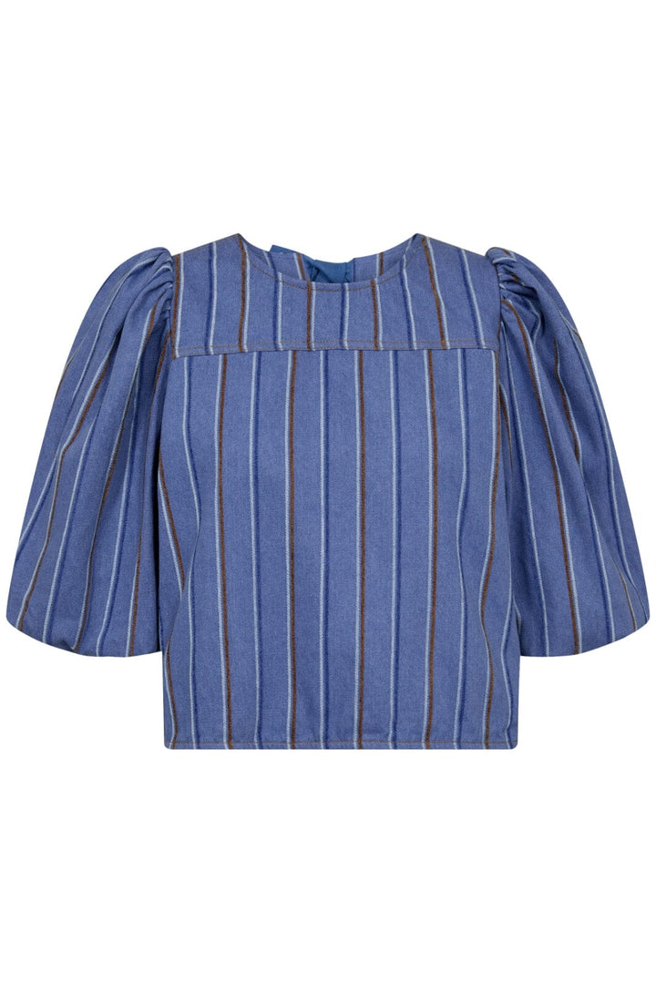 Forudbestilling - Co´couture - Brookecc Stripe Bow Blouse 35663 - 552 Denim Blue Bluser 