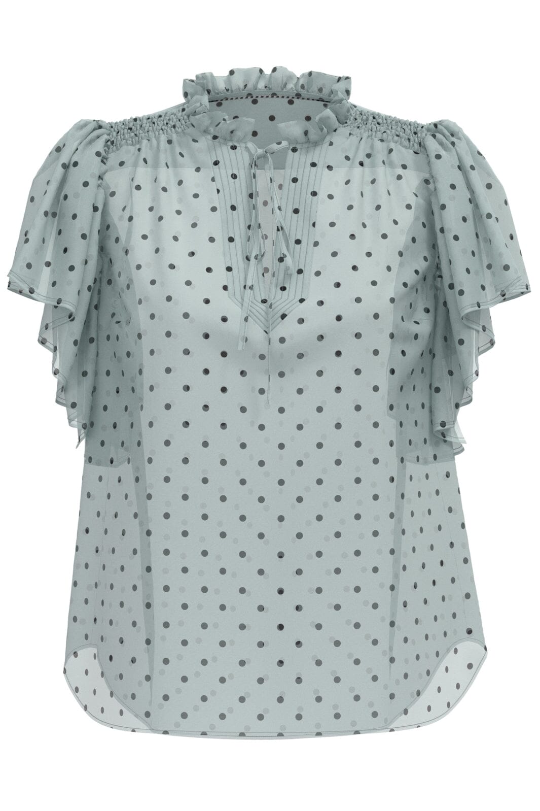 Forudbestilling - Co´couture - Dionnecc Dot Ss Frill Top 35664 - 23 Pale Blue Toppe 