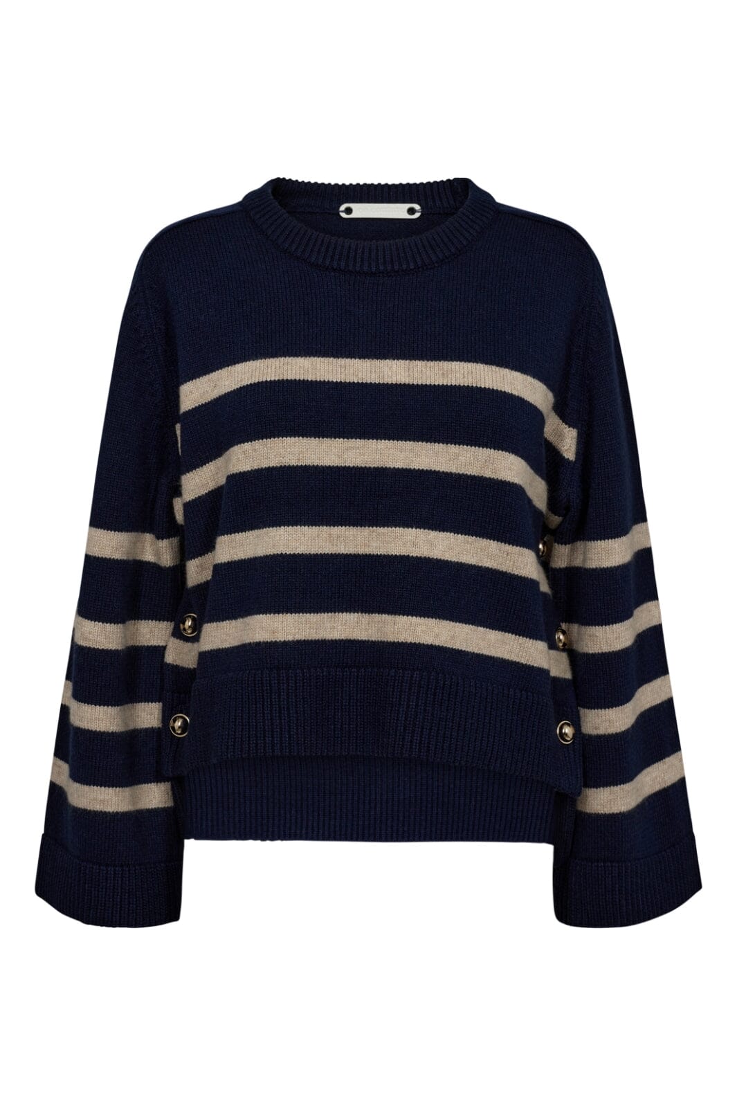 Forudbestilling - Co´couture - Majacc O-Button Stripe Knit 32148 - 120 Navy Strikbluser 