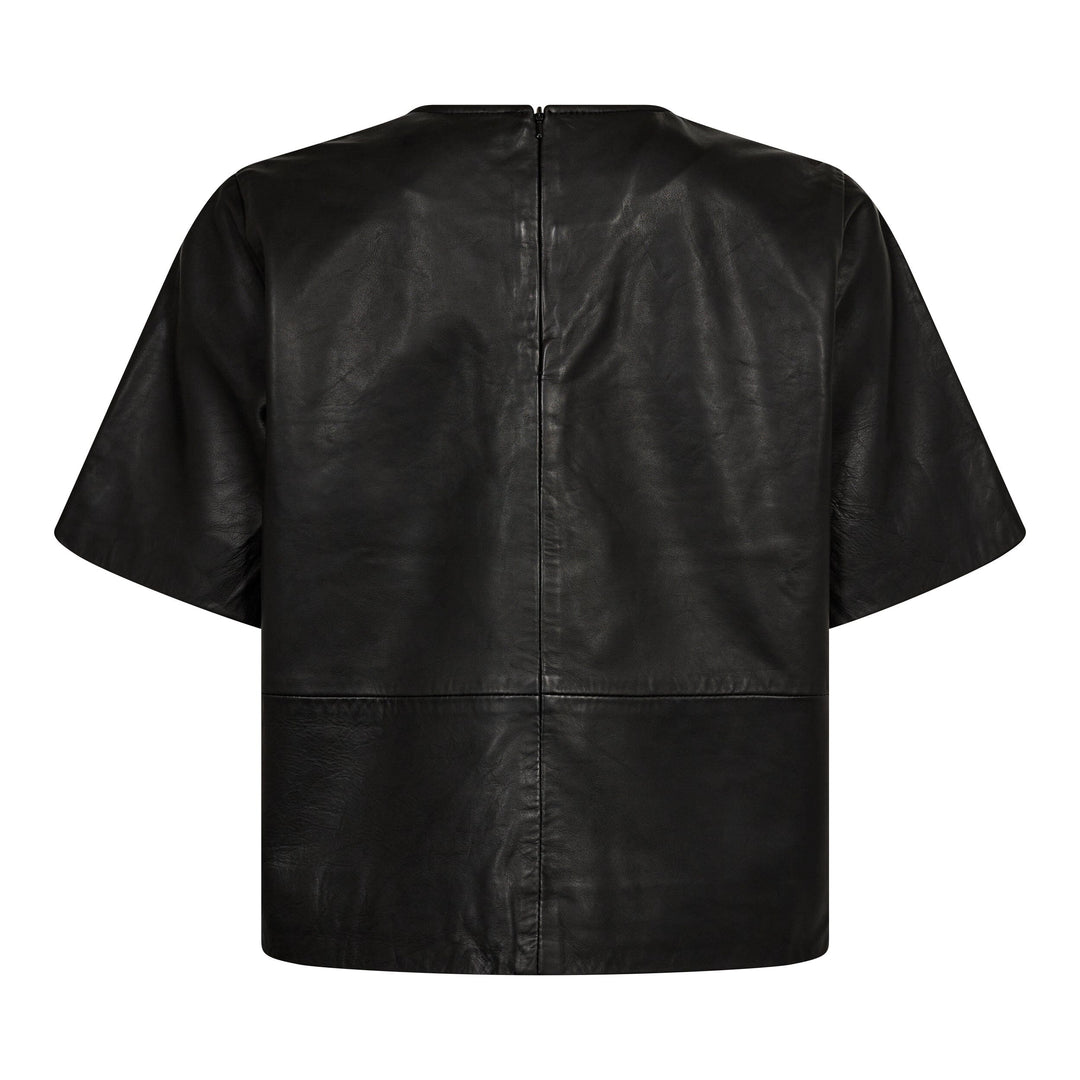 Forudbestilling - Co´couture - Phoebecc Leather Tee 35732 - 96 Black T-shirts 