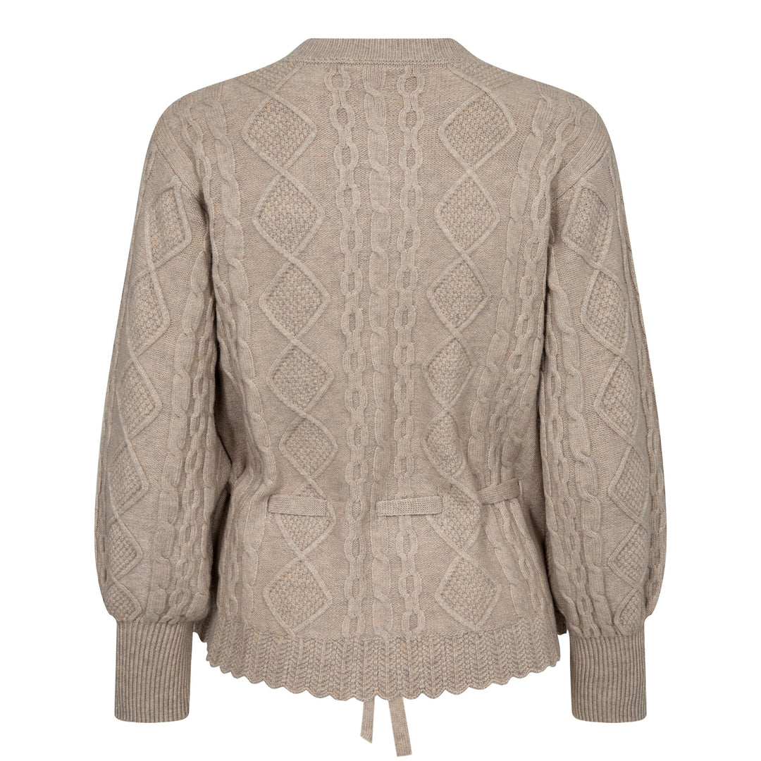 Forudbestilling - Co´couture - Rowcc Cable Tie Cardigan 32166 - 199 Bone Cardigans 