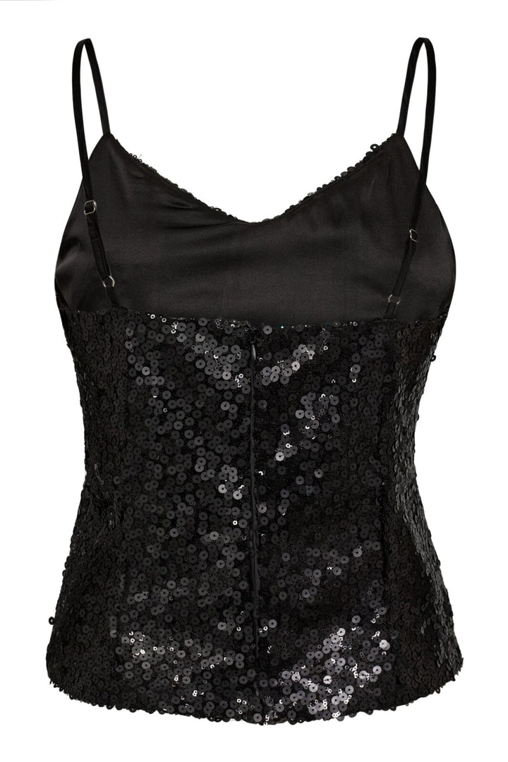 Forudbestilling - Co´couture - Stormicc Sequin Cami Top 35684 - 96 Black Toppe 