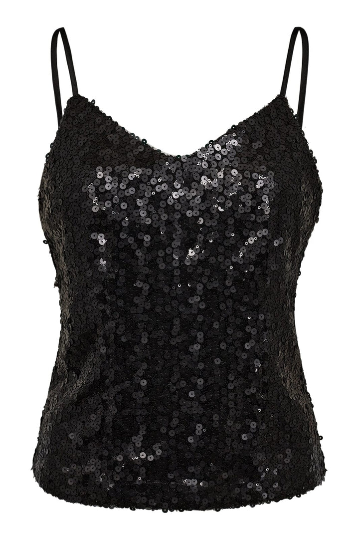 Forudbestilling - Co´couture - Stormicc Sequin Cami Top 35684 - 96 Black Toppe 