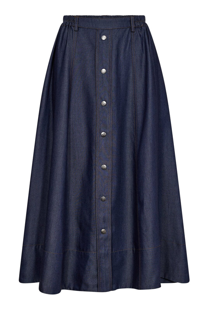 Forudbestilling - Co´couture - Tituscc Button Skirt 34160 - 555 Dark Denim Nederdele 