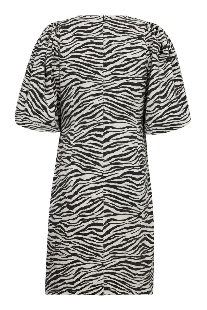 Forudbestilling - Co´couture - Zioncc Zebra Crop Puff Dress 36396 - 1196 Offwhite-Black Kjoler 