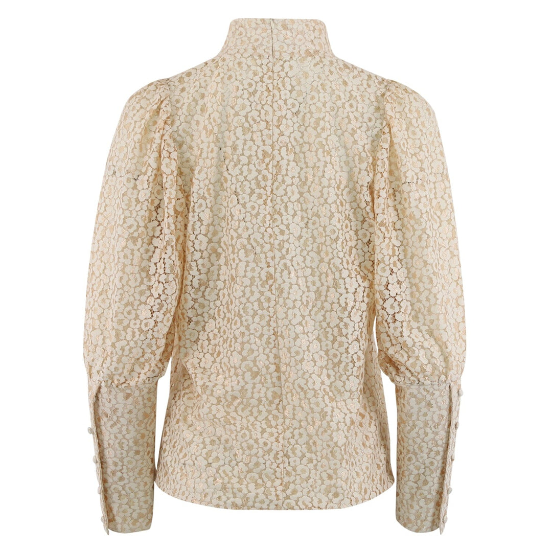 Forudbestilling - Continue - Maja 2 Tone Lace - Gold Lace Bluser 