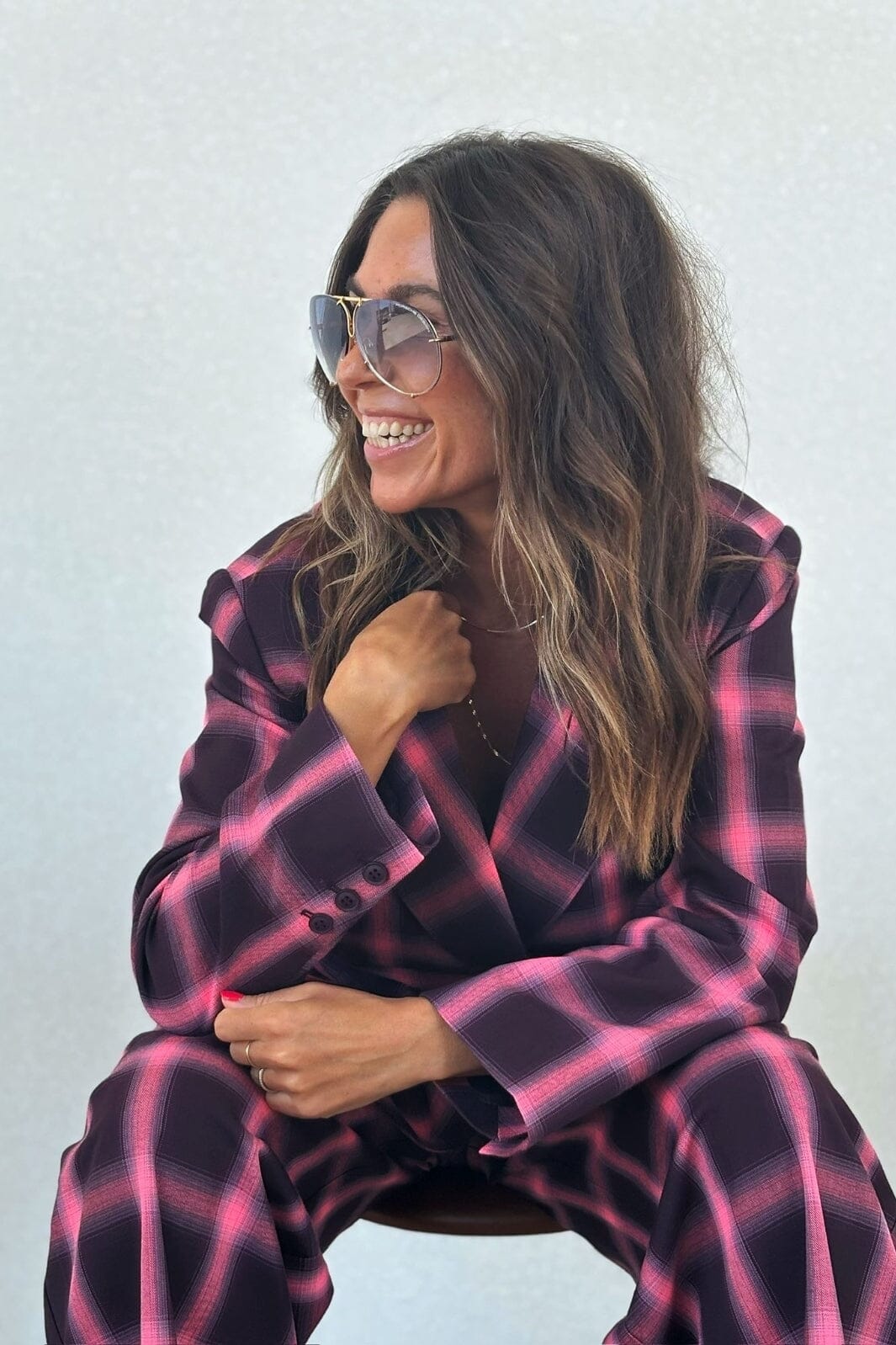 Forudbestilling - Gossia - Josuego Blazer - Bourgogne Pink Checks Blazere 