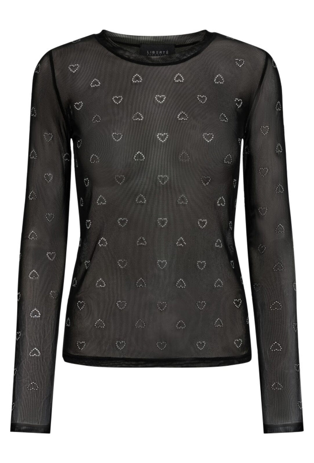 Forudbestilling - Liberte - Mesh-Ls-Sparkle-Tshirt 22134 - Black Heart Diamond Dot Bluser 