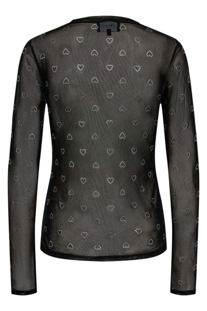 Forudbestilling - Liberte - Mesh-Ls-Sparkle-Tshirt 22134 - Black Heart Diamond Dot Bluser 