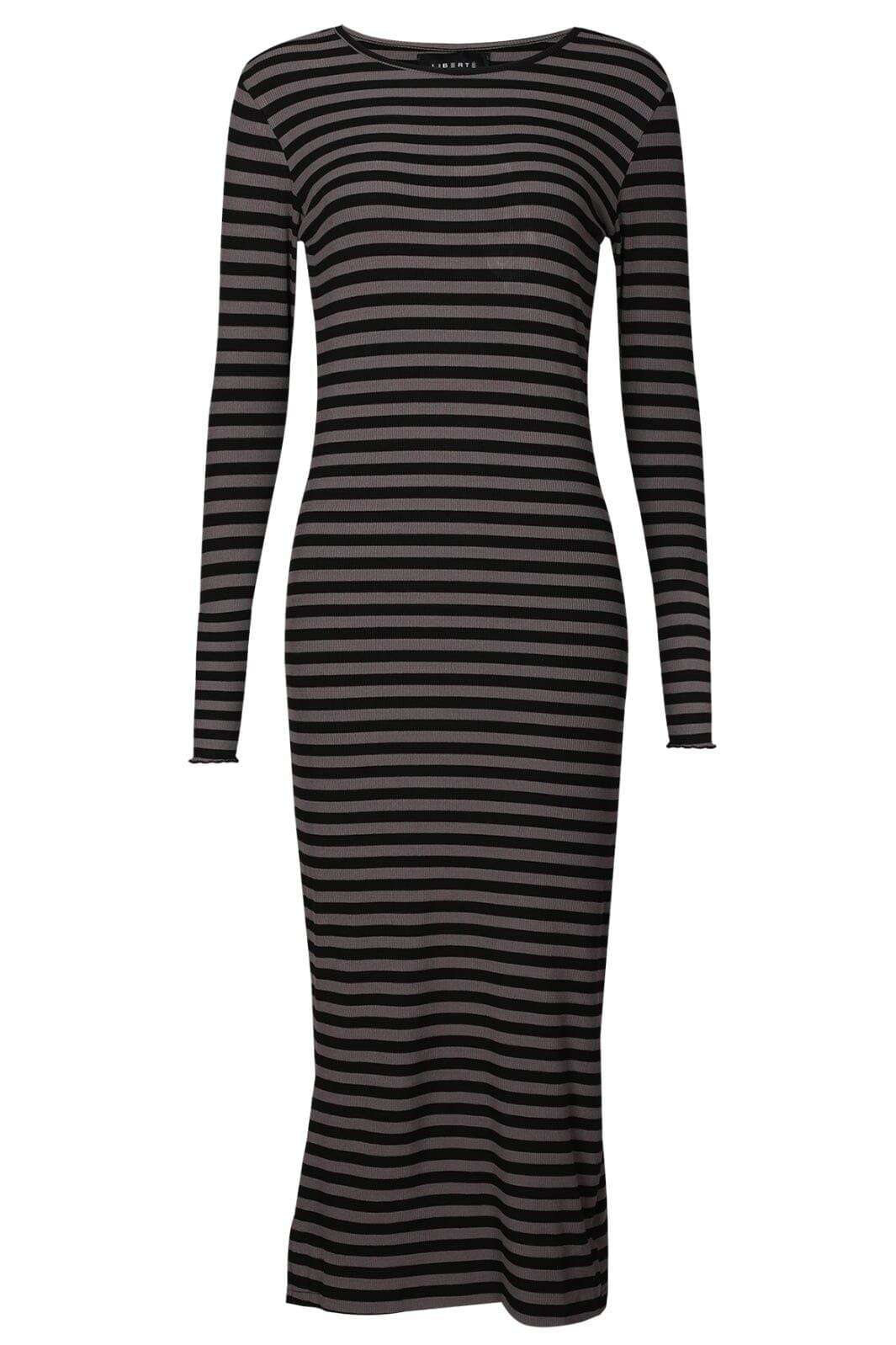 Forudbestilling - Liberte - Natalia-Ls-Dress - Black Dark Grey Stripe Kjoler 