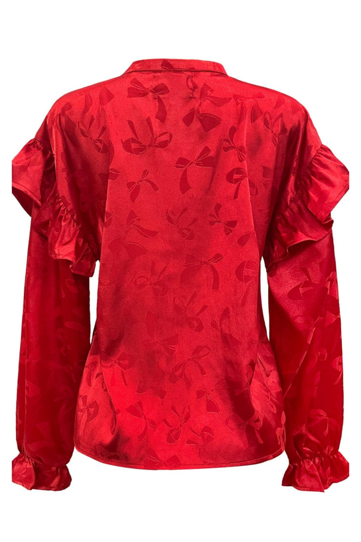 Forudbestilling - Liberte - Tia-Ls-Frill Blouse 22075 - Red Bow Bluser 