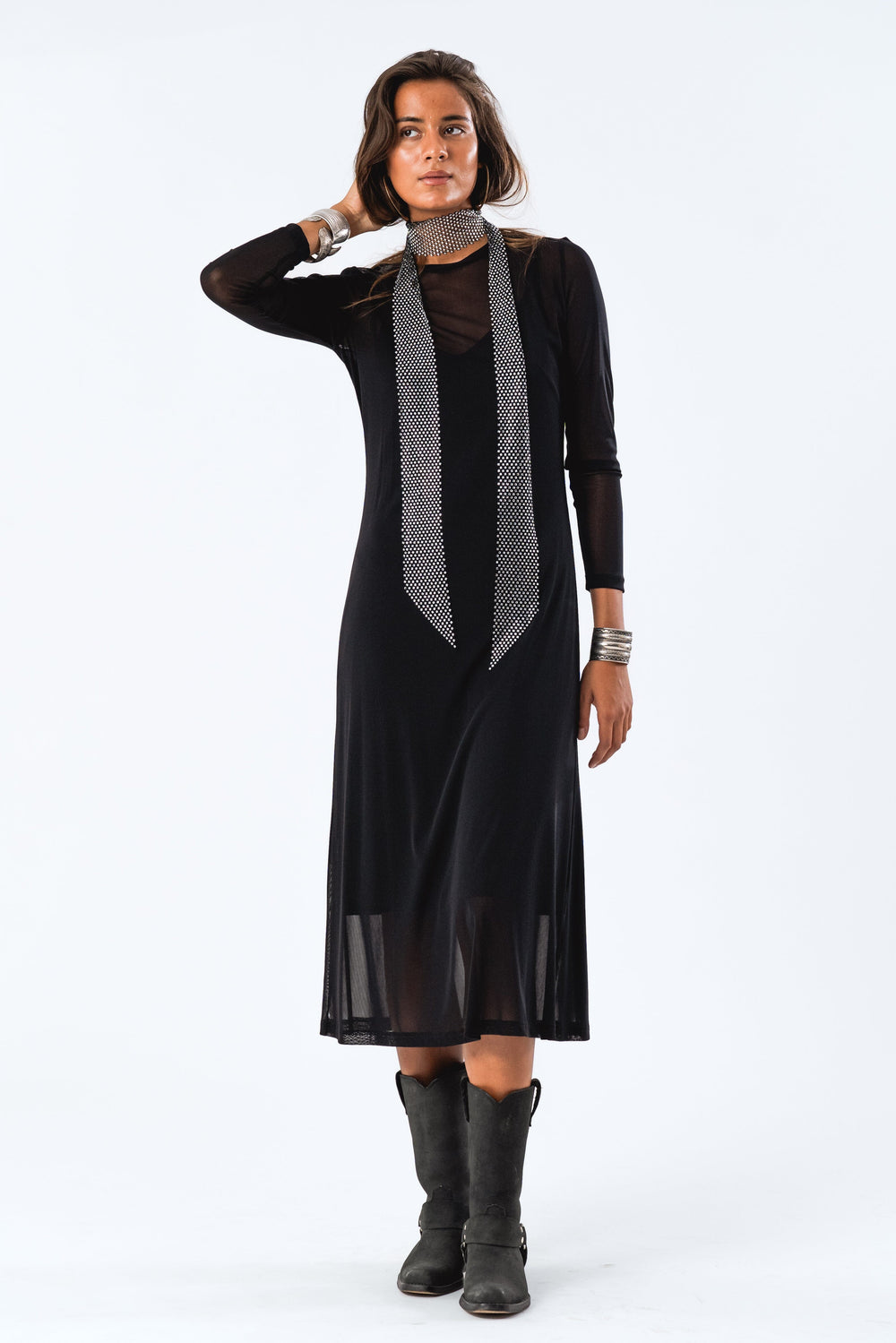 Forudbestilling - Lollys Laundry - Loganll Maxi Dress Ls - 99 Black Kjoler 