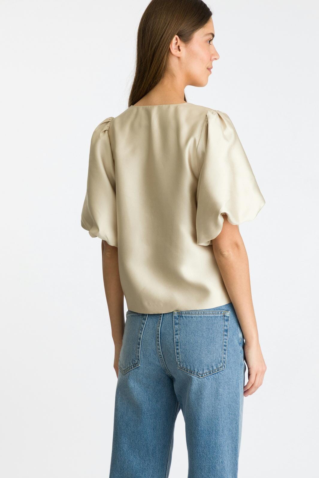 Neo Noir - Aska Dull Satin Blouse - Sand