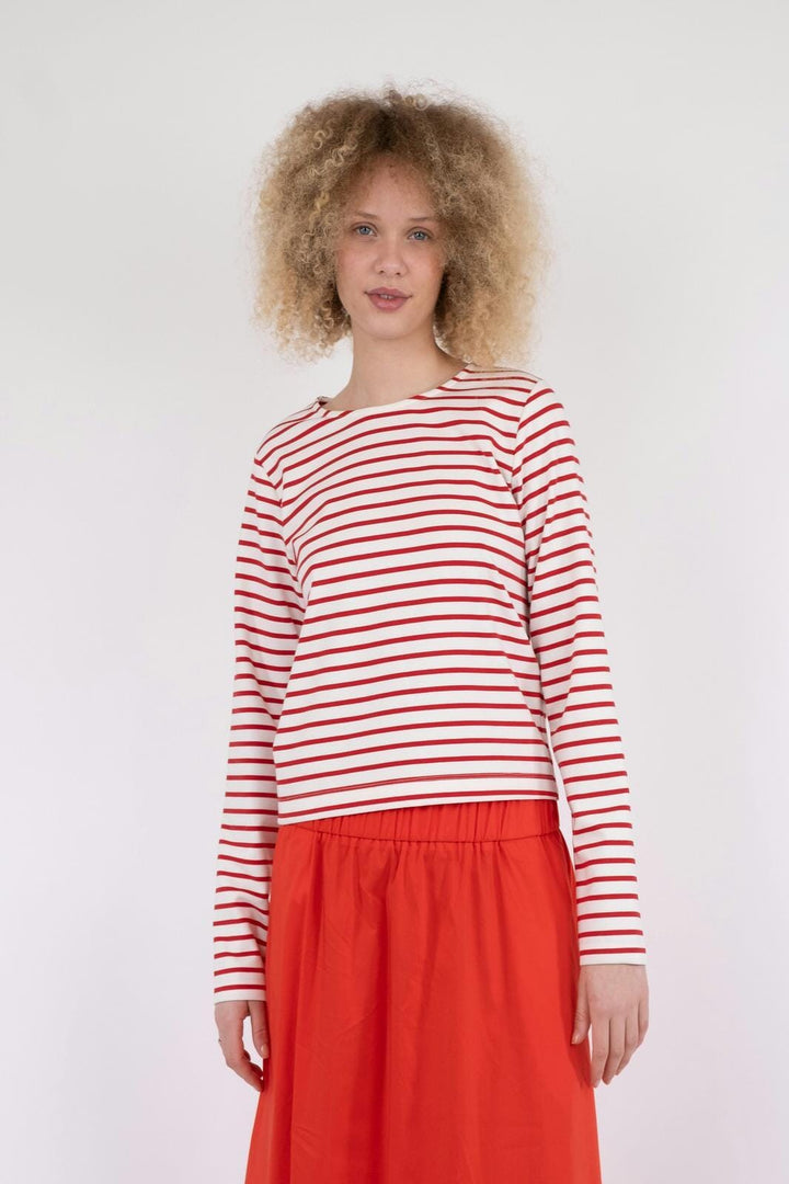 Neo Noir - Claudio Stripe Blouse - Red