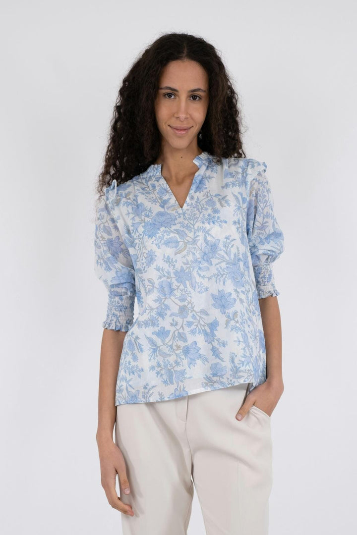 Neo Noir - Davina Rose Field Blouse - Light Blue