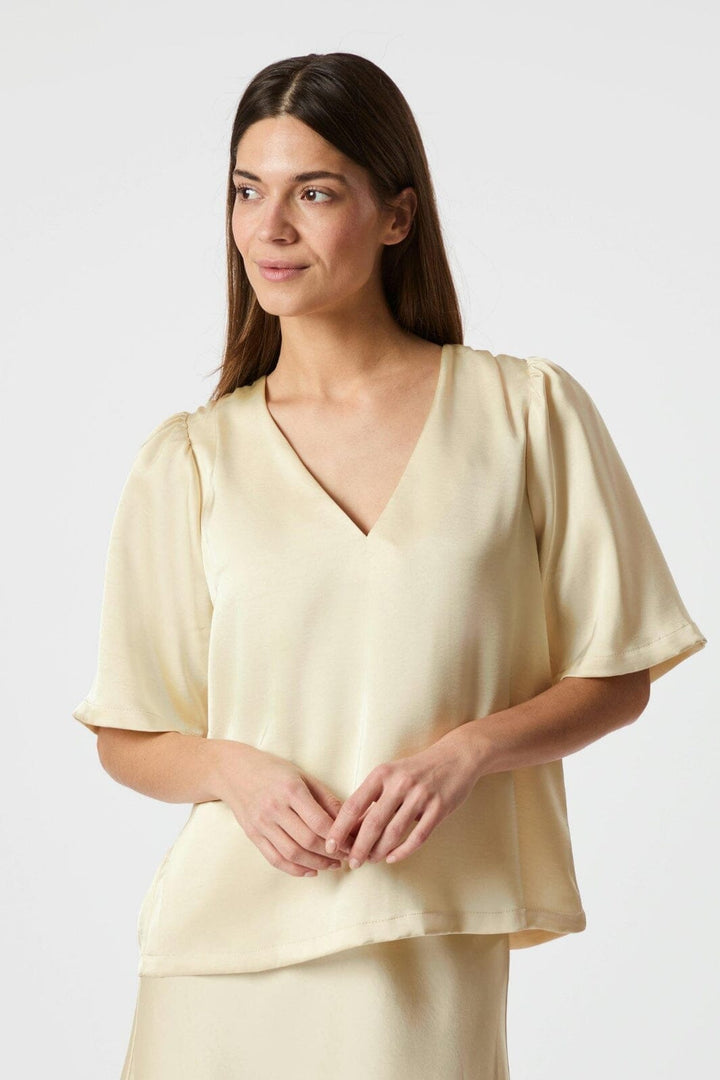 Neo Noir - Largo Heavy Sateen Blouse 160108 - 191 - Light Yellow