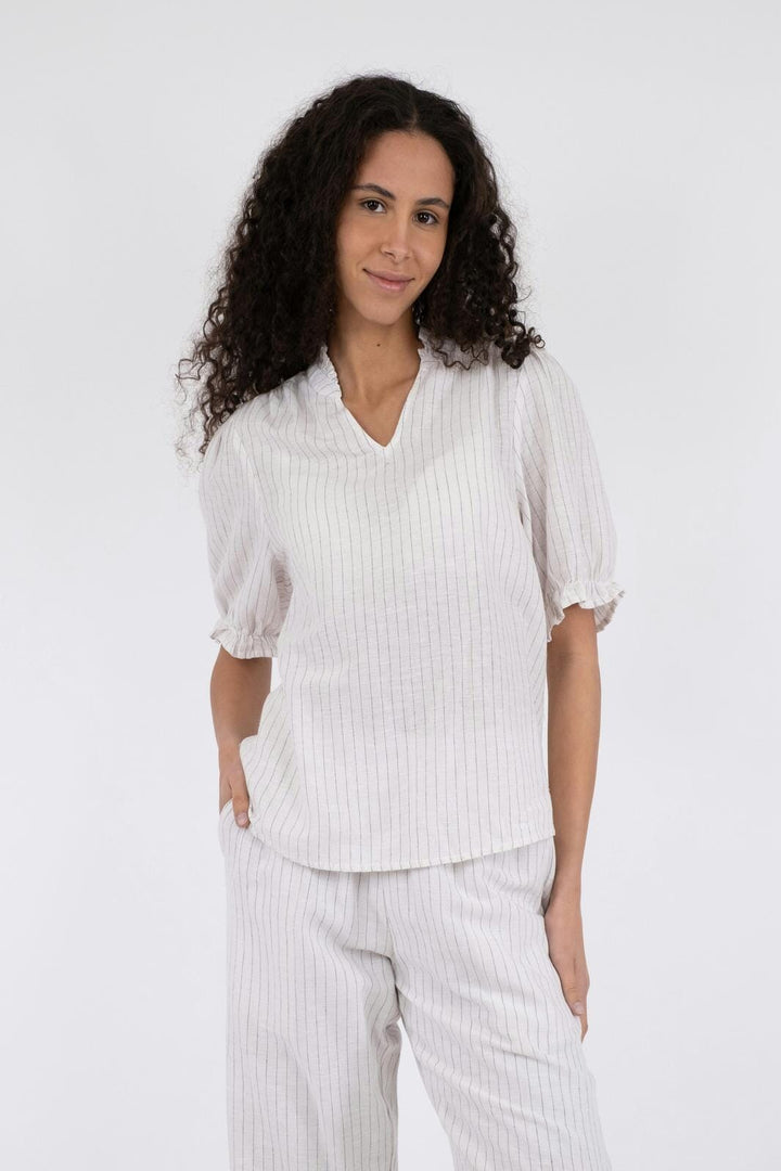 Neo Noir - Odesa Simple Stripe Blouse - Off White