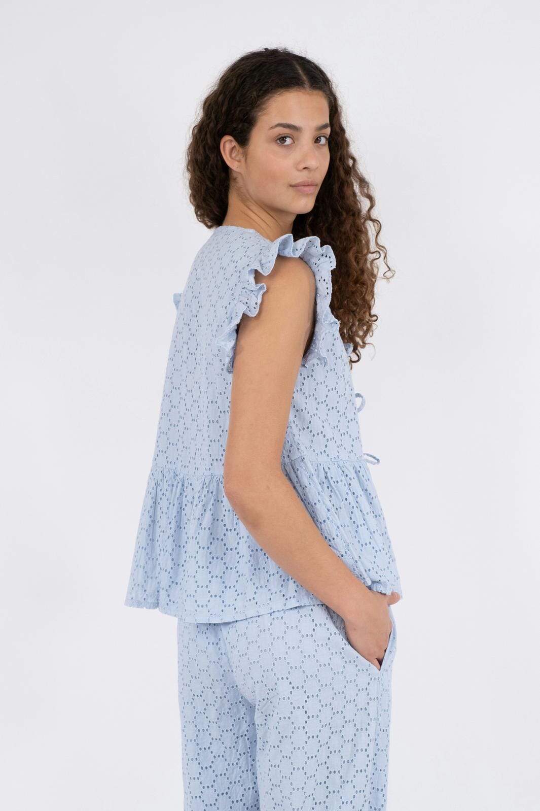 Neo Noir - Palasi Broiderie Top - Light Blue