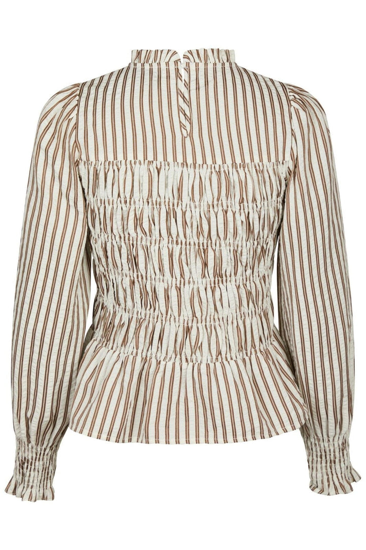 Neo Noir - Possa Twin Stripe Smock Blouse 165011 - 210 - Brown