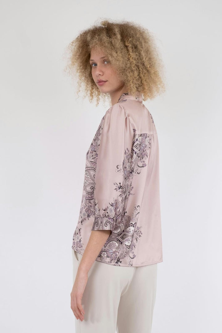 Neo Noir - Roselle Paisley Border Blouse - Dusty Rose