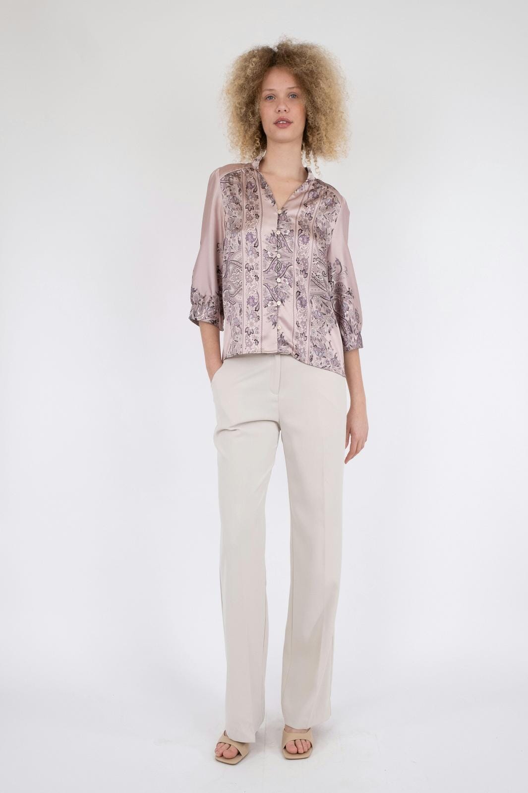 Neo Noir - Roselle Paisley Border Blouse - Dusty Rose