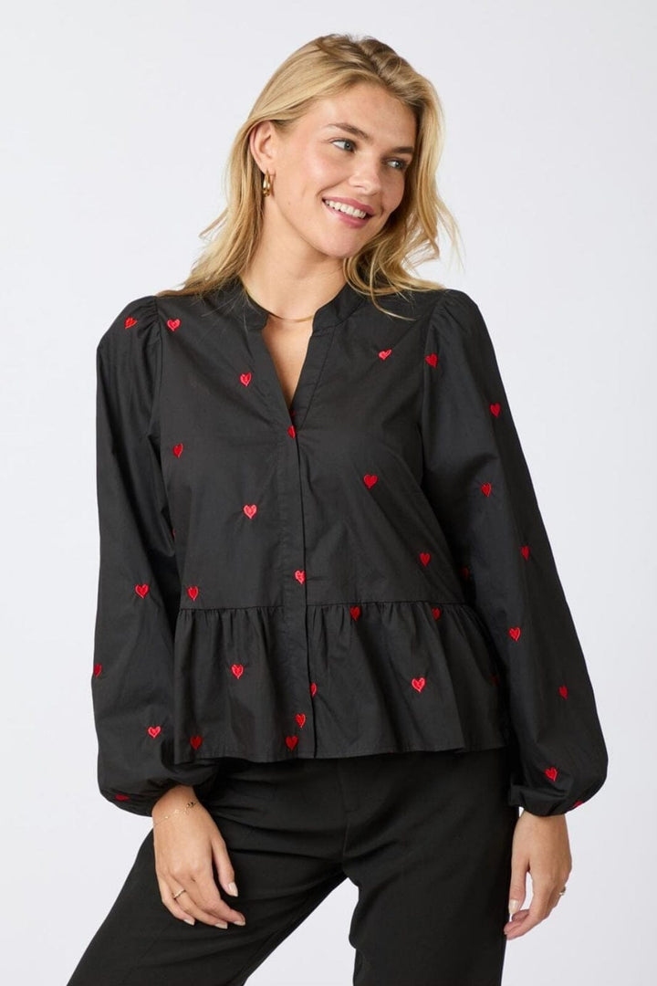 Forudbestilling - Neo Noir - Savoy Hearts Blouse - Black Skjorter 