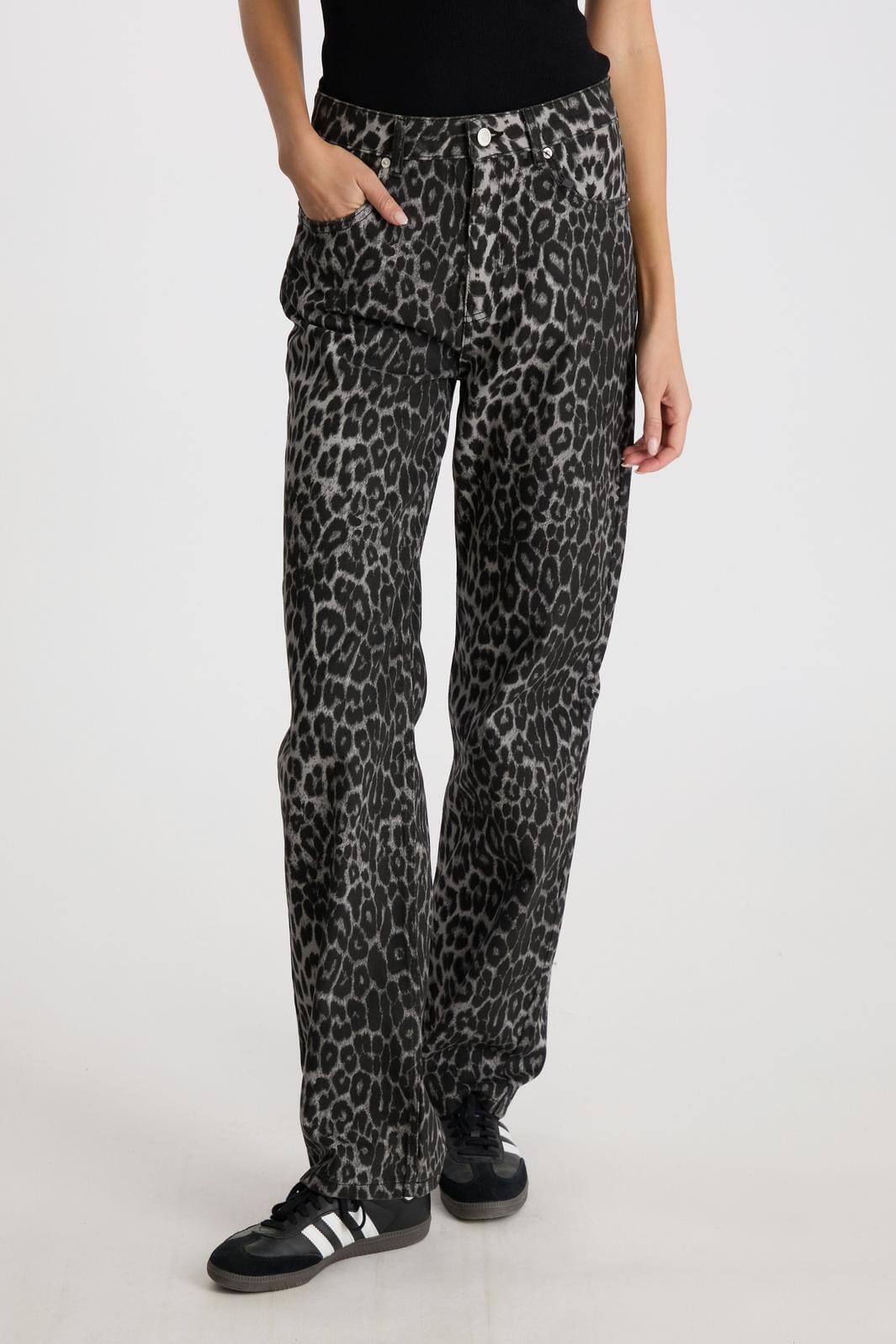 Neo Noir - Simona Leopard Pants - Grey Leopard