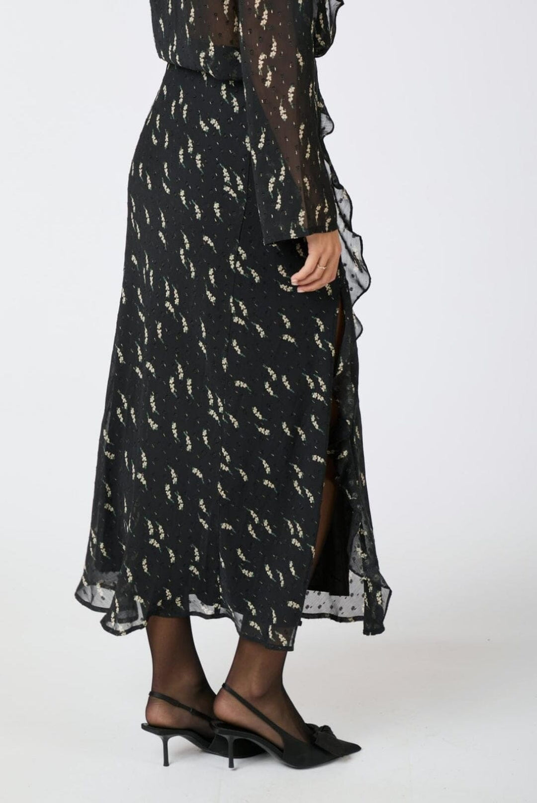 Forudbestilling - Neo Noir - Vinza Flower Branch Skirt - Black Nederdele 