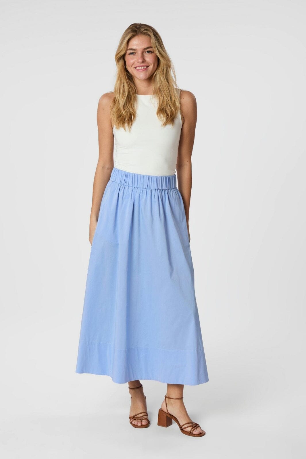 Neo Noir - Yara Long Poplin Skirt 163076 - 554 - Sky Blue