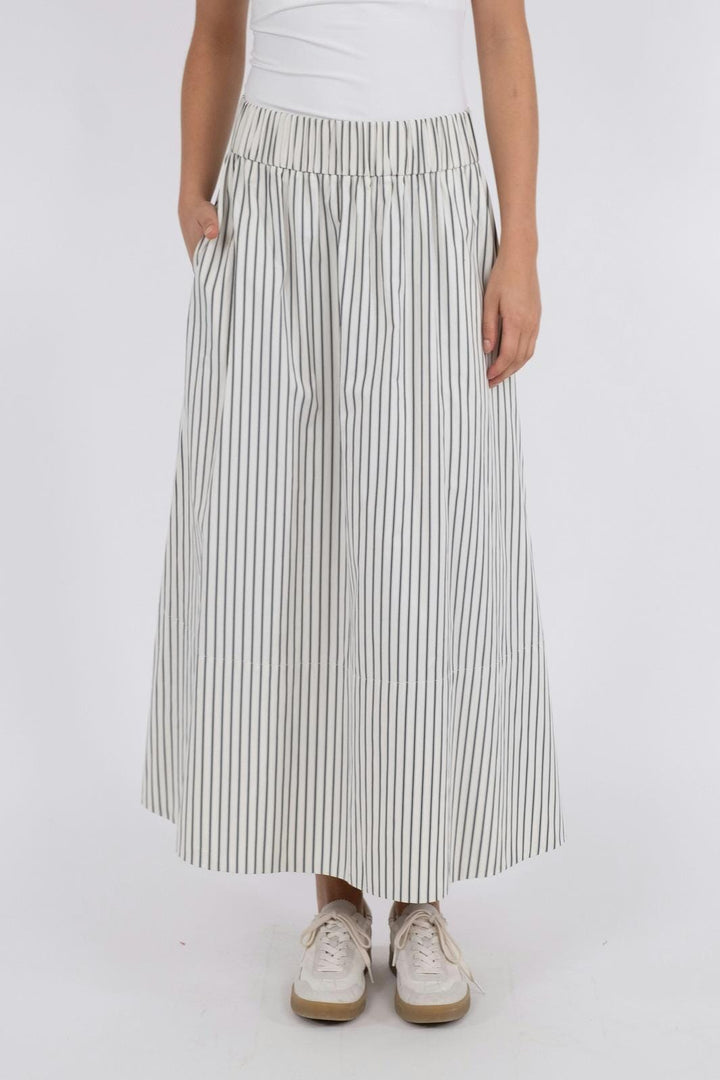 Neo Noir - Yara Long Stripe Skirt - Creme