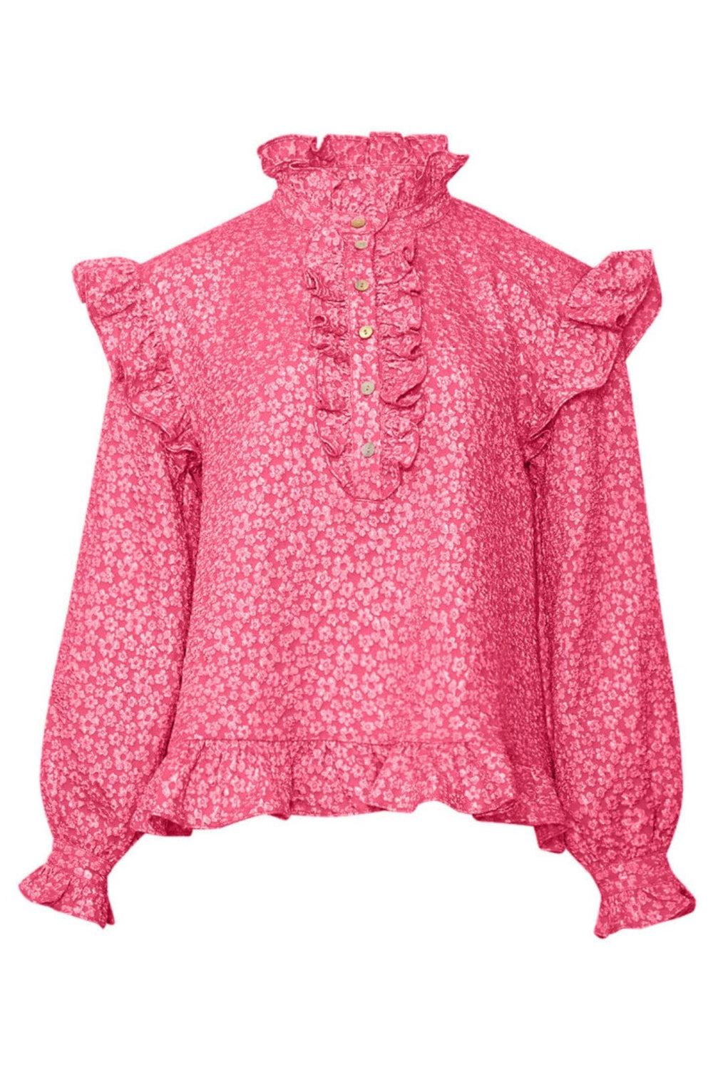 Forudbestilling - Noella - Reno Ruby Ruffle Blouse - 031 Bright Pink Bluser 