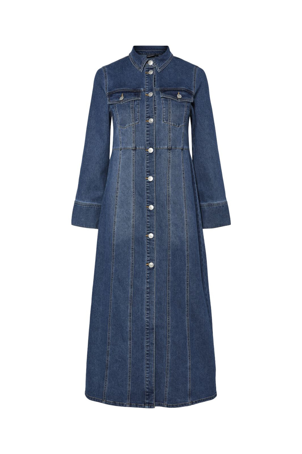 Pieces - Pcfemma Ls Long Denim Dress Fsy - 4745764 Medium Blue Denim